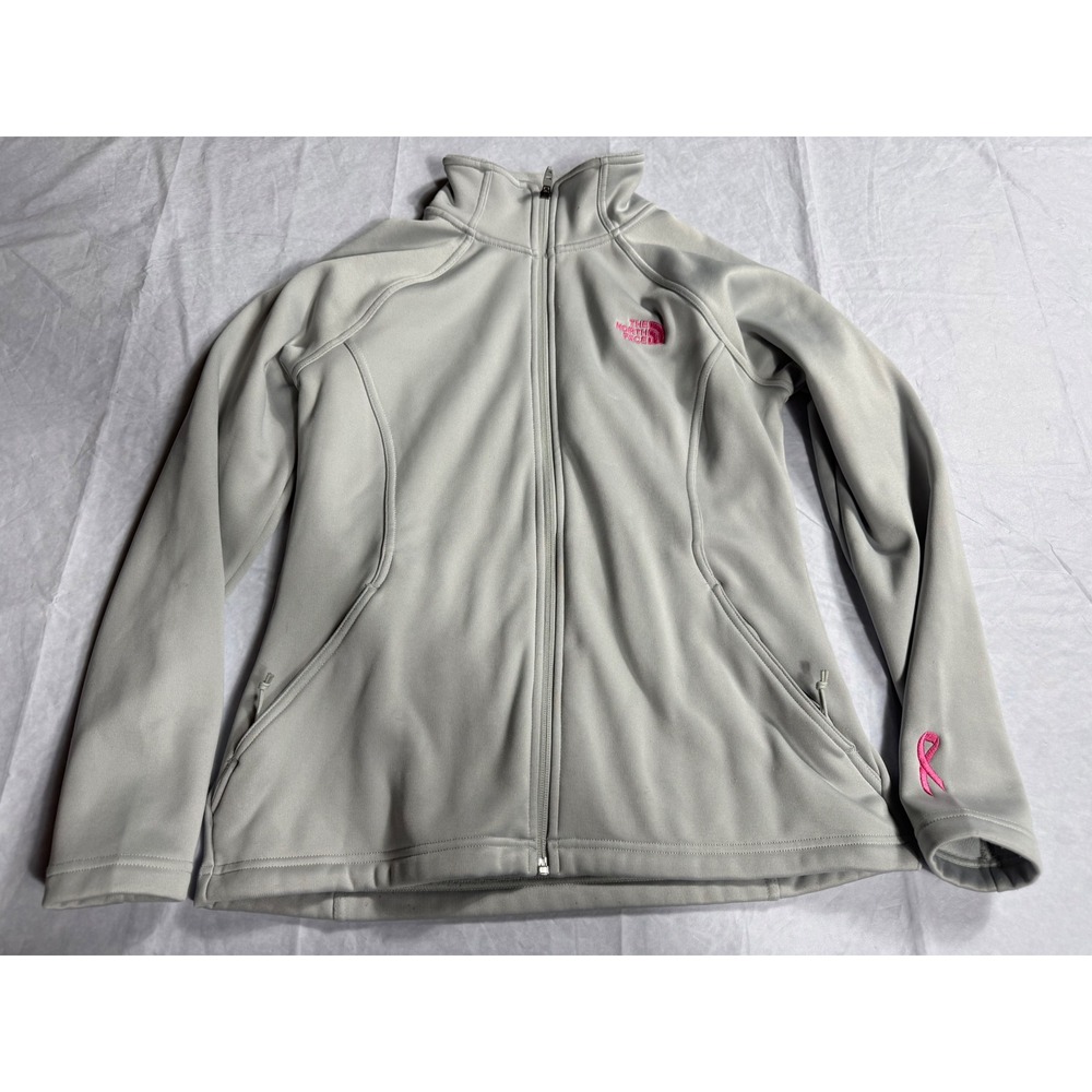 The North Face Fleece Jacket Womens Medium Gray Good Pink Ribbon NF0A2SN5